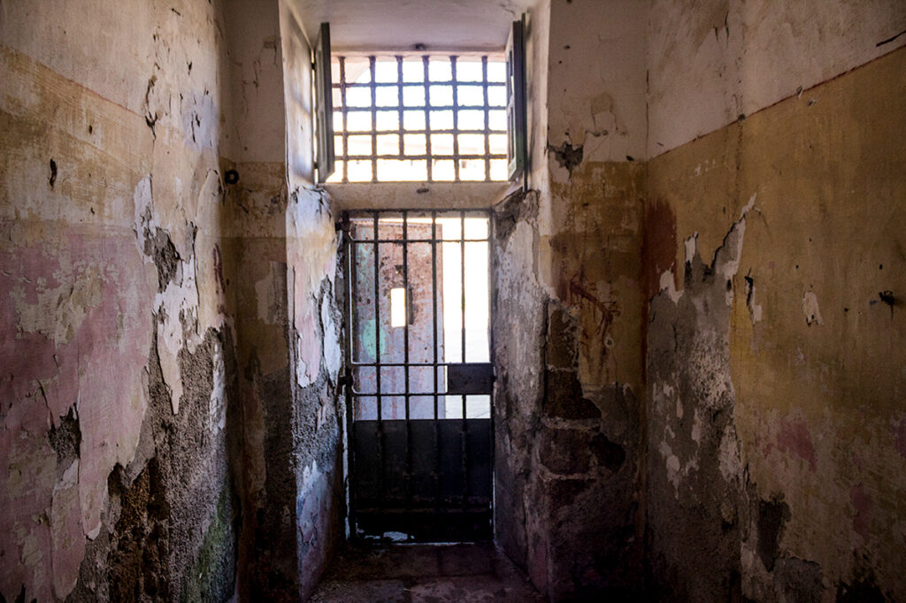 An internal view of the Bourbon prison on the island of Santo Stefano